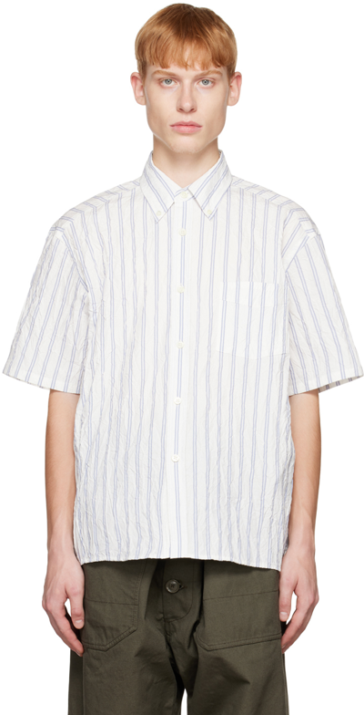 Shop John Elliott White Crinkled Shirt In White X Blue