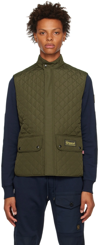 Belstaff Khaki Quilted Vest In Faded Olive | ModeSens