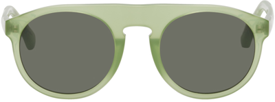 Shop Dries Van Noten Green Linda Farrow Edition 91 C1 Sunglasses In Milky Green/ Silver/