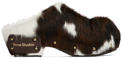 Acne Studios Studded Fur Mules In Multi Brown | ModeSens