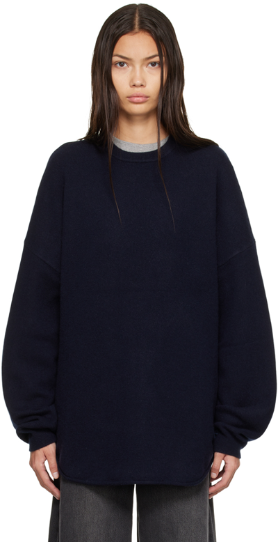 Shop Extreme Cashmere Navy N°53 Crew Hop Sweater In 001 - Navy