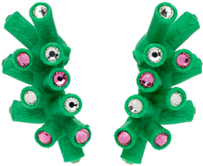 Shop Roussey Ssense Exclusive Green Mini 3d-printed Sis Earrings