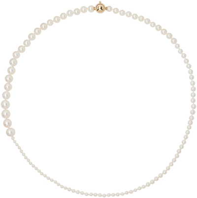 Shop Sophie Bille Brahe White Pearl Petite Peggy Necklace In 14k Yellow Gold