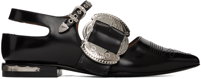 Shop Toga Black Buckle Ballerina Flats In Aj123 Black