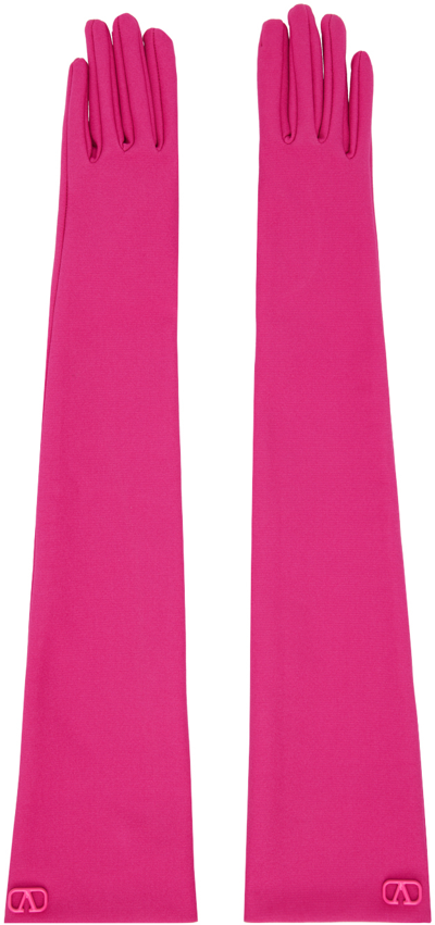 Shop Valentino Pink Vlogo Signature Gloves In Uwt Pink Pp