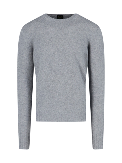 Drumohr Ribbed Crewneck Sweater Soft Texture In Grigio