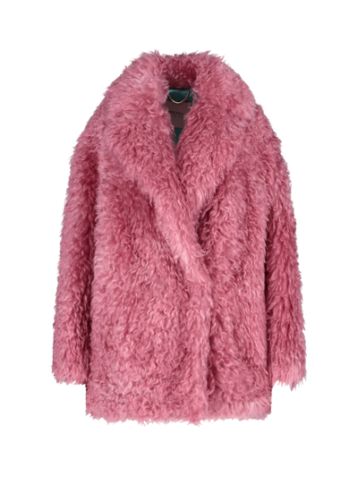 Shop Becagli Fur Effect Coat In Rosa