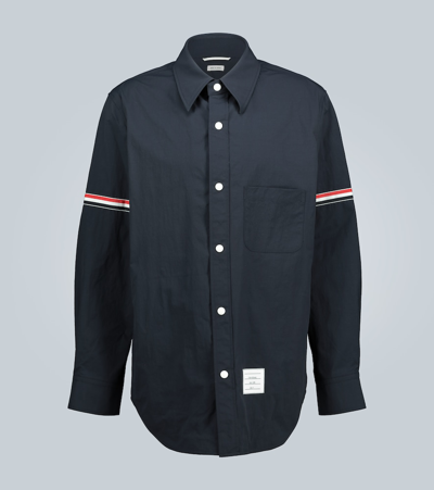 THOM BROWNE SHIRT JACKET WITH GROSGRAIN ARMBAND P00431672