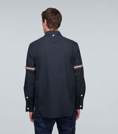 THOM BROWNE SHIRT JACKET WITH GROSGRAIN ARMBAND P00431672