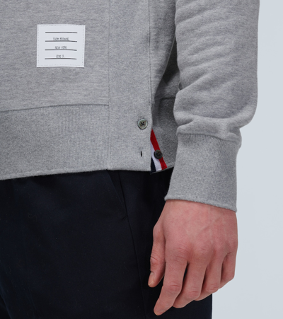 Thom Browne Loopback Jersey Knit 4-bar Crewneck Sweatshirt In Grey