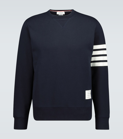 Shop Thom Browne 4-bar Cotton Classic Sweatshirt In Blue