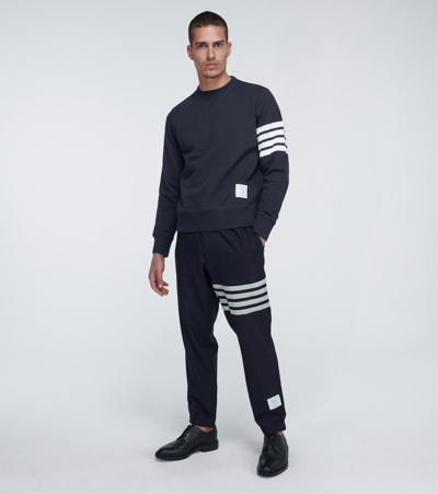 Thom Browne Engineered 4-bar Cotton Sweatshirt In Blue