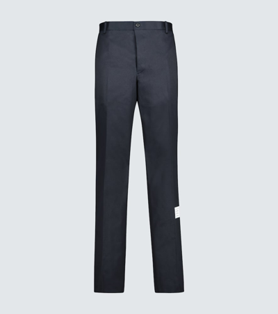 Shop Thom Browne Cotton-twill Chinos In Blue