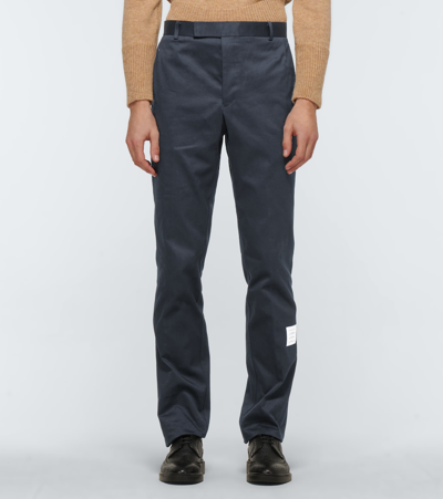Shop Thom Browne Cotton-twill Chinos In Blue
