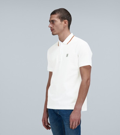 Shop Burberry Walton Cotton Polo Shirt In White