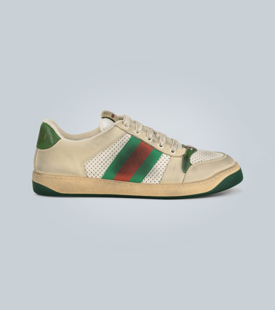 Shop Gucci Screener Leather Sneakers In White