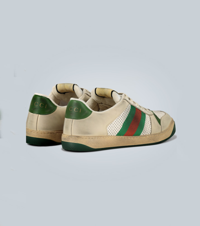 Shop Gucci Screener Leather Sneakers In White