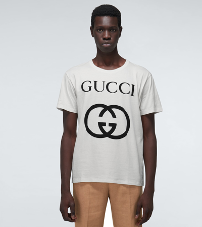 Shop Gucci Oversized Cotton T-shirt With Gg In White