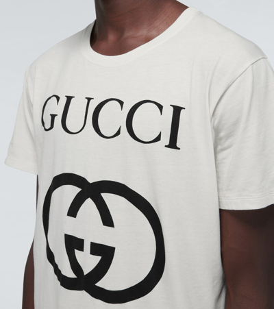 Shop Gucci Oversized Cotton T-shirt With Gg In White