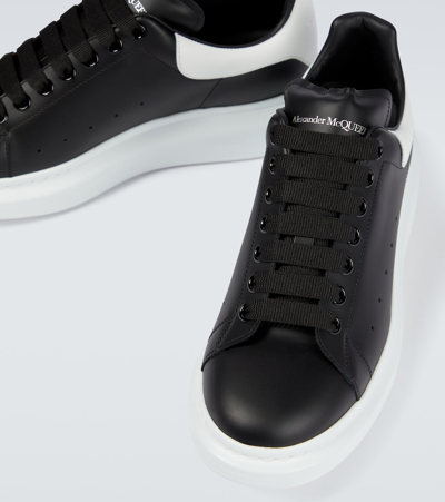 Shop Alexander Mcqueen Oversized Leather Sneakers In Black