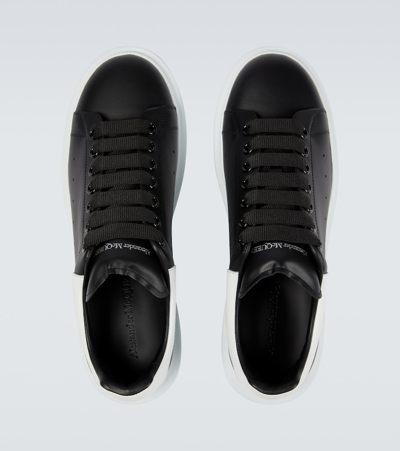 Shop Alexander Mcqueen Oversized Leather Sneakers In Black