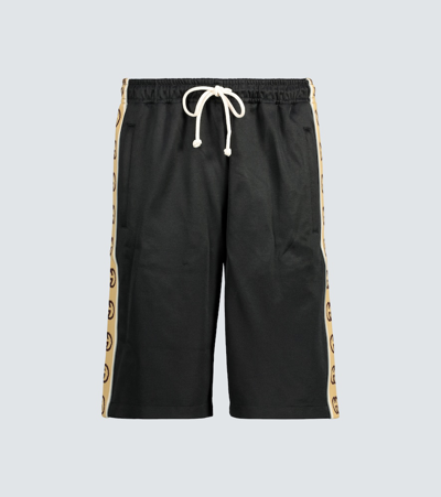 Shop Gucci Gg-trimmed Relaxed-fit Shorts In Black