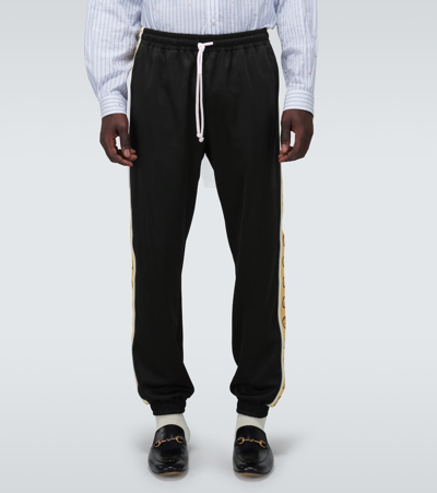 Shop Gucci Technical Jersey Sweatpants In Black