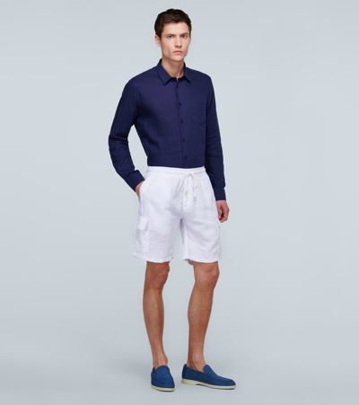 Shop Vilebrequin Baie Mid-length Linen Shorts In White