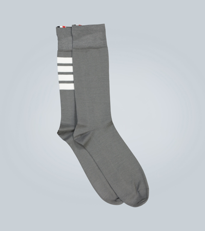Shop Thom Browne 4-bar Classic Socks In Grey