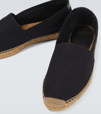 Saint Laurent Canvas Slip-on Espadrilles With Embroidered Logo Detail In Neutrals