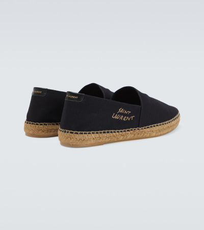 Saint Laurent Canvas Slip-on Espadrilles With Embroidered Logo Detail In Neutrals