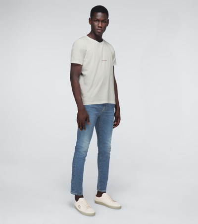 Saint Laurent Logo Print Low Top Sneakers In White