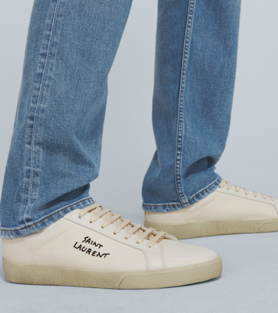 Saint Laurent Logo Print Low Top Sneakers In White