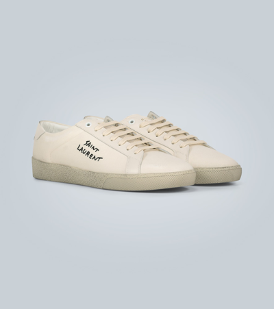 Saint Laurent Logo Print Low Top Sneakers In White