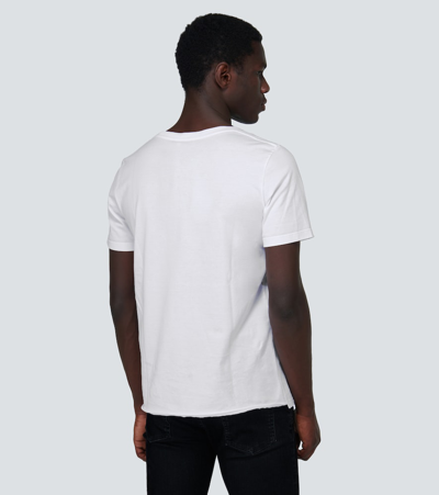 Shop Saint Laurent Signature Logo Cotton T-shirt In White