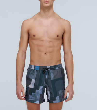 Shop Commas Printed Swim Shorts In Blue