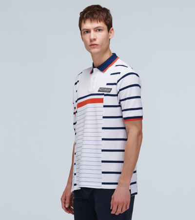 Shop Martine Rose Striped Print Polo Shirt In Multicoloured
