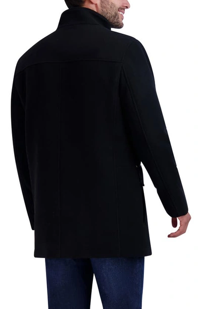 Cole Haan Plush Wool Blend Coat In Black
