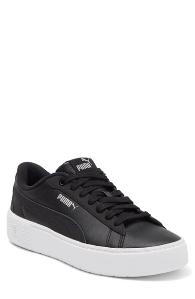 Shop Puma Smash Platform V2 Sneaker In Black-black-metallic Silver