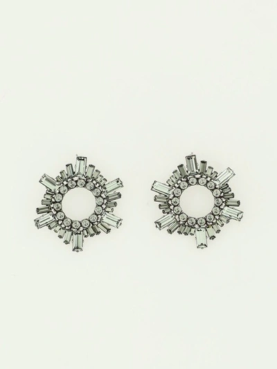 Shop Amina Muaddi Begum Embellished Mini Earrings In Silver