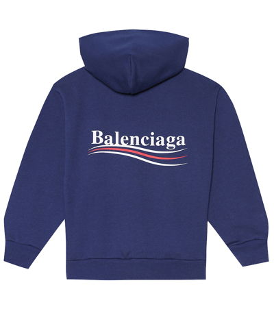 Shop Balenciaga Cotton-blend Hoodie In Blue