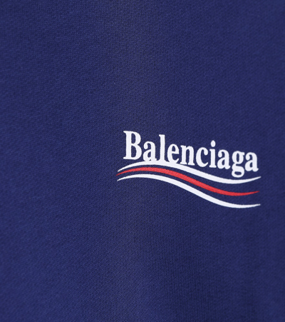 Shop Balenciaga Cotton-blend Hoodie In Blue
