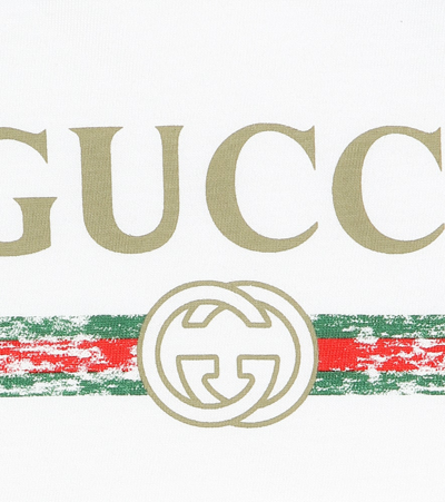 Shop Gucci Baby Printed Cotton T-shirt In White