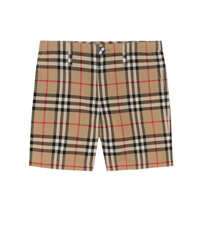 Shop Burberry Vintage Check Cotton Shorts In Beige