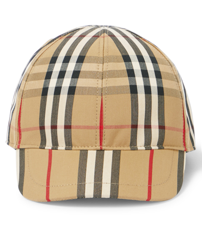 Shop Burberry Vintage Check Cotton Baseball Cap In Beige