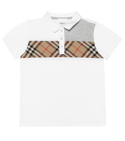 Shop Burberry Vintage Check Cotton Polo Shirt In White