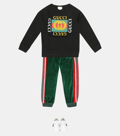 Shop Gucci Logo Cotton-jersey Sweatshirt In Black