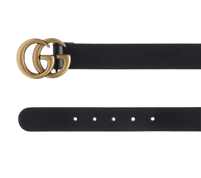 Shop Gucci Gg Leather Belt In Black