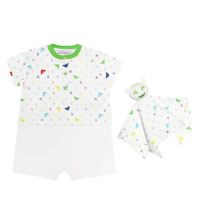 Emporio Armani Baby Onesie And Comforter Set In White | ModeSens
