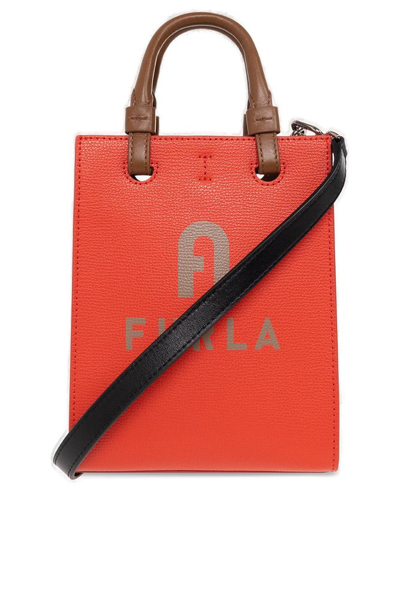 Shop Furla Varsity Style Mini Tote Bag In Red